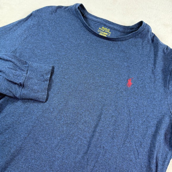 Polo Ralph Lauren Other - Polo Ralph Lauren Mens Long Sleeve T-Shirt‎ Navy Blue Heather Red Pony Size L